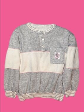 Vintage Y2K Colorblock Pullover Sweatshirt XS 🌫️🩰